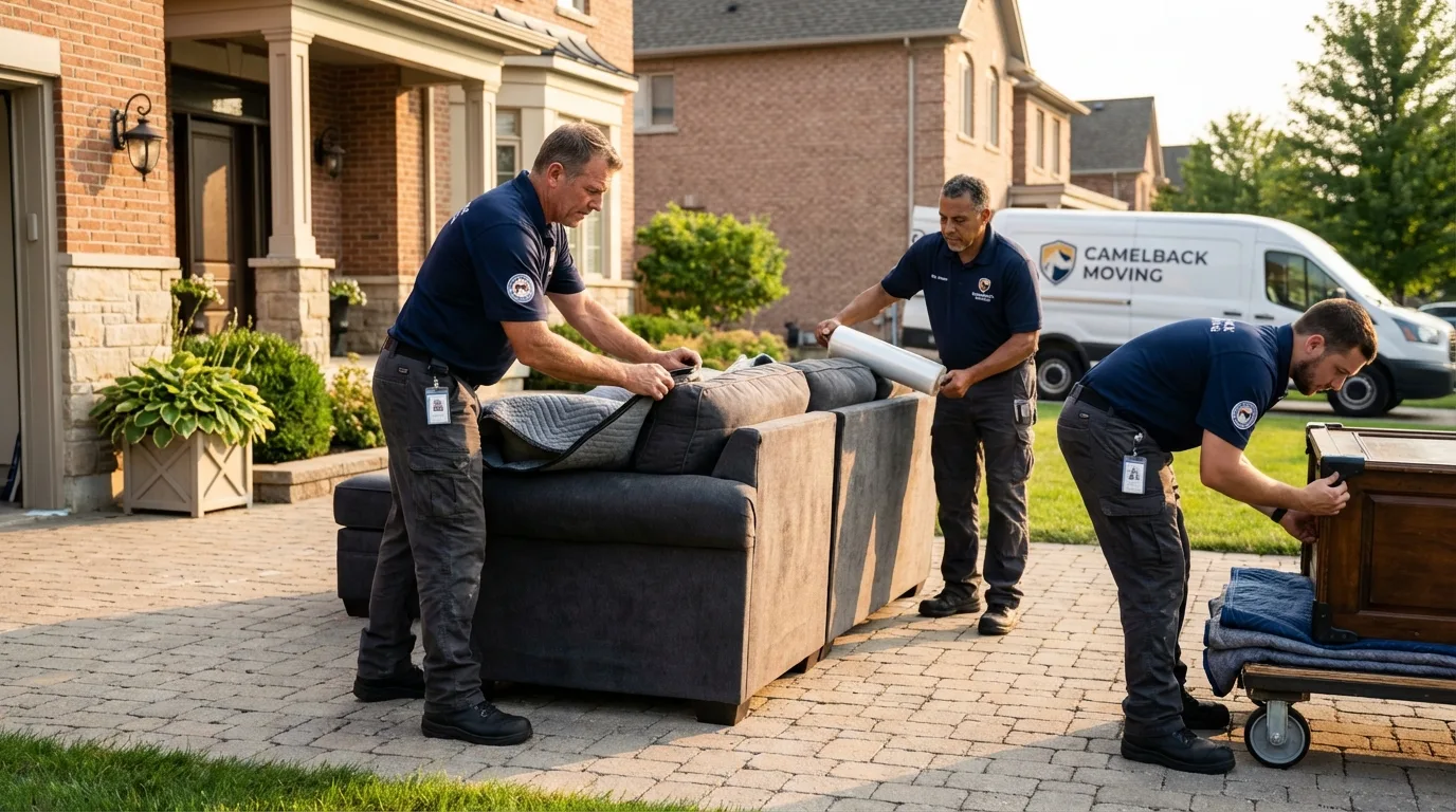 Large estate moving crew wrapping furniture in Wilsonville, AL