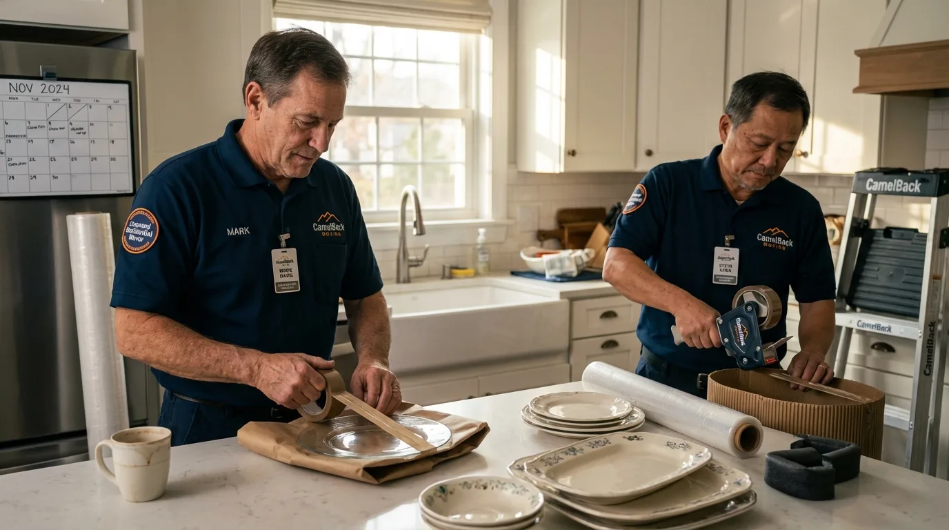 Professional crew packing kitchen dishware in Wilsonville, AL